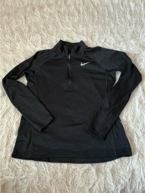 Nike Black Half-Zip Training Pullover with White Swoosh